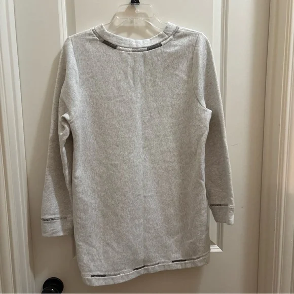 Soft Surroundings Gray Fleece Lined Embroidered V-neck Pullover Sweater Medium - Picture 6 of 7
